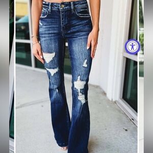 Petra Fashions Dark Blue Flare Jeans